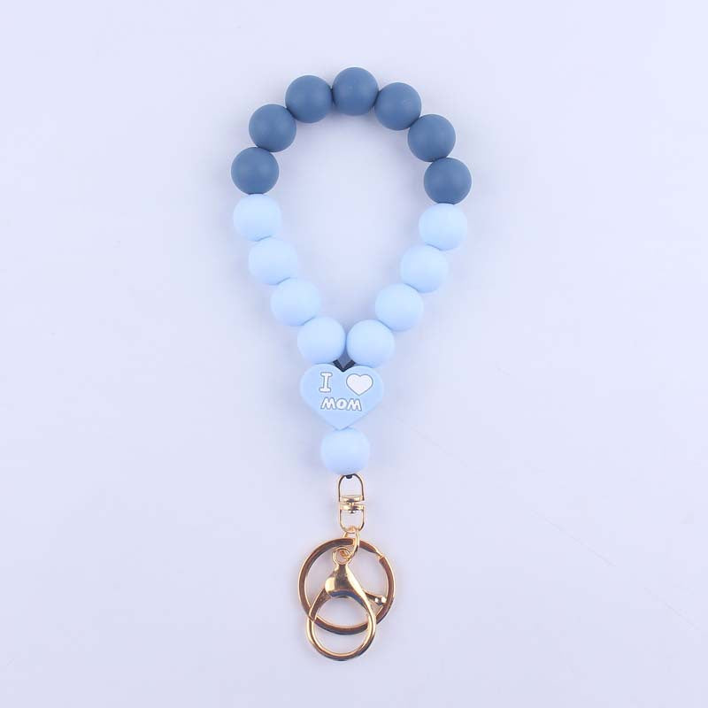 Wholesale Cartoon Double-sided Love Silicone Beaded Wrist Keychain